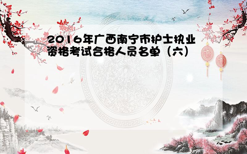 2016年广西南宁市护士执业资格考试合格人员名单（六）
