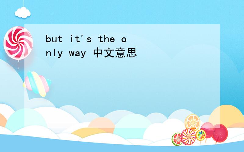 but it's the only way 中文意思