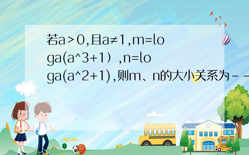 若a＞0,且a≠1,m=loga(a^3+1）,n=loga(a^2+1),则m、n的大小关系为-----